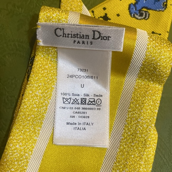 CHRISTIAN DIOR Silk Pixel Zodiac Mitzah Scarf Yellow Multicolor - Picture 2 of 4